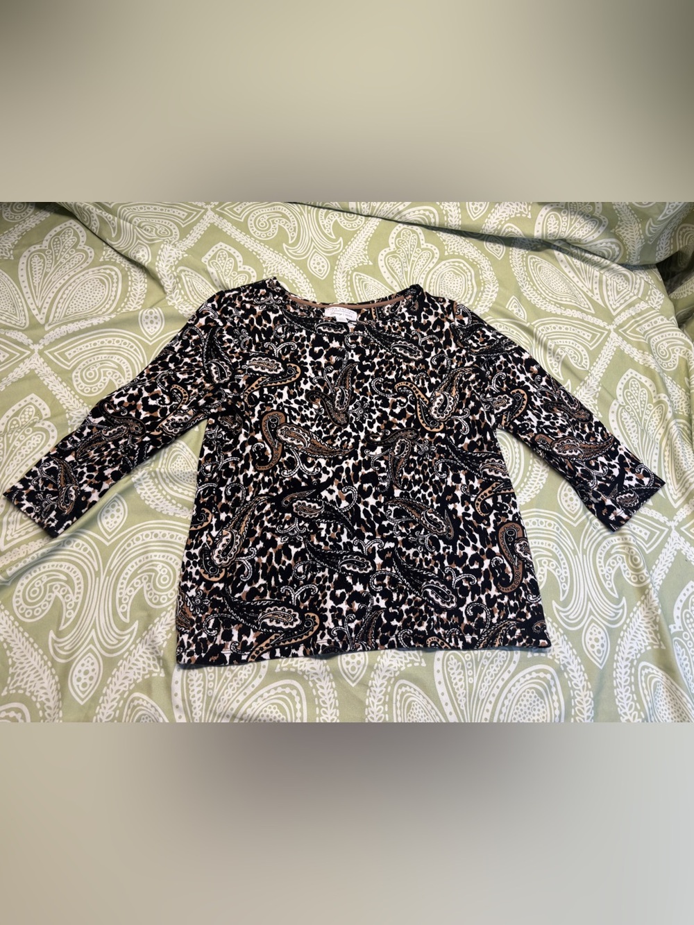 ⚛️Charter Club Paisley & Leopard Print Quarter Sleeve Top